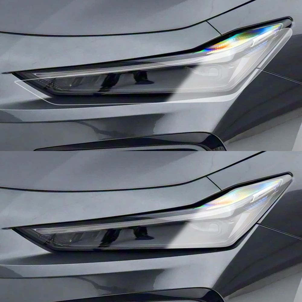 Фото Защитная пленка из ТПУ для фар автомобиля Changan UNI-K UNI-V UNI-T 21-26, дымчато-черная, глянцевая, предварительно вырезанная, антицарапийная виниловая пленка №1