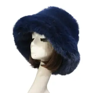Imported Bucket Hat Oversized Fluffy Wide Brim Soft Thickened Ear Protection Faux Fur Winter Thermal Women Fi