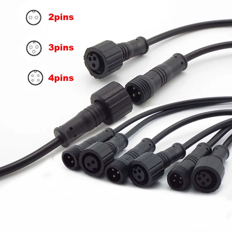 Фото 2-контактный 3-контактный 4-контактный разъем 24AWG 3A для светодиодных лент, штекер, гнездовой разъем, разъем 15 мм, водонепроницаемый IP65 №3