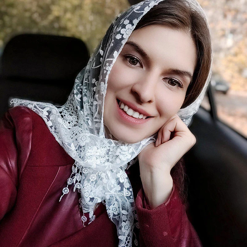

Мусульманский женский треугольный хиджаб, молитвенная шаль, вышитые кружевные шарфы, цветочные кисточки, фата, головной платок