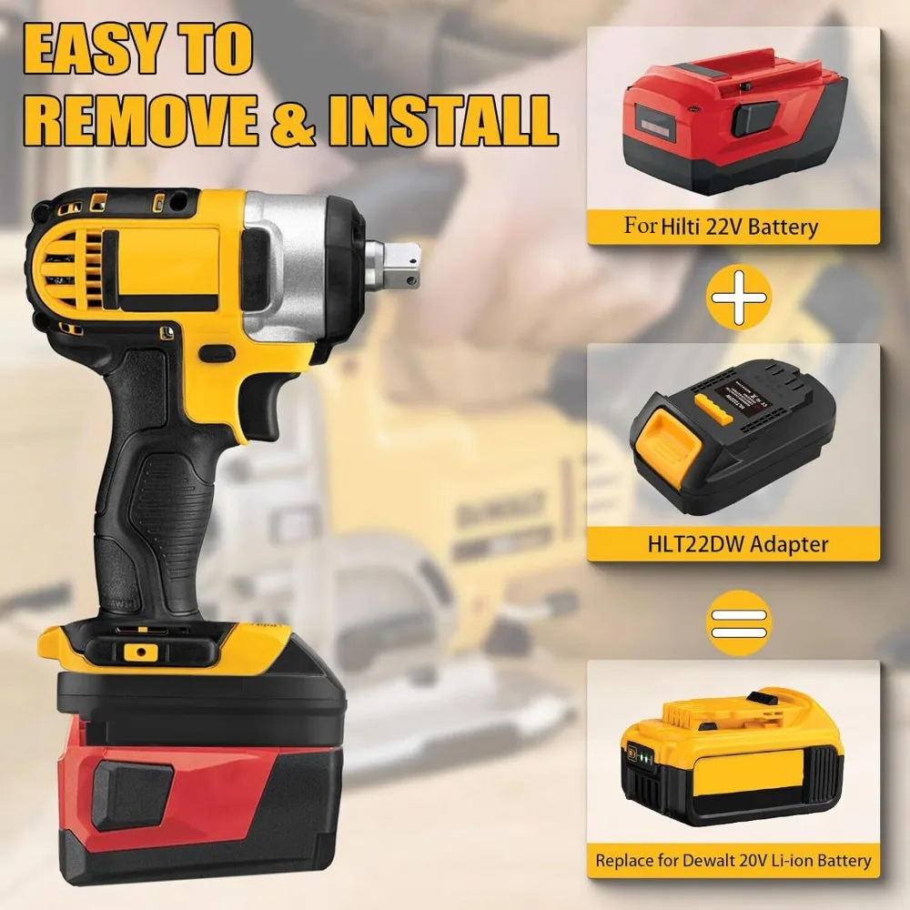 Фото Адаптер для Hilti на инструмент Dewalt 20 В для аккумулятора Hilti 22 В B22, преобразователь на работу для аккумуляторной дрели DEWALT 20 В MAX, электроинструмент №2
