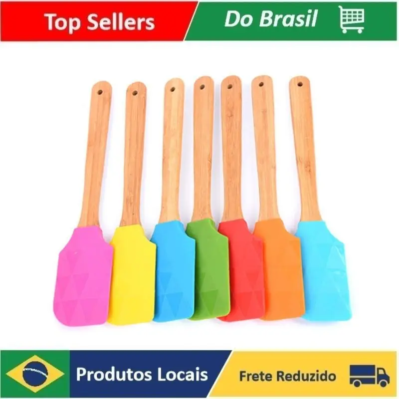 

1 Espátula De Silicone Com Cabo De Madeira 28CM