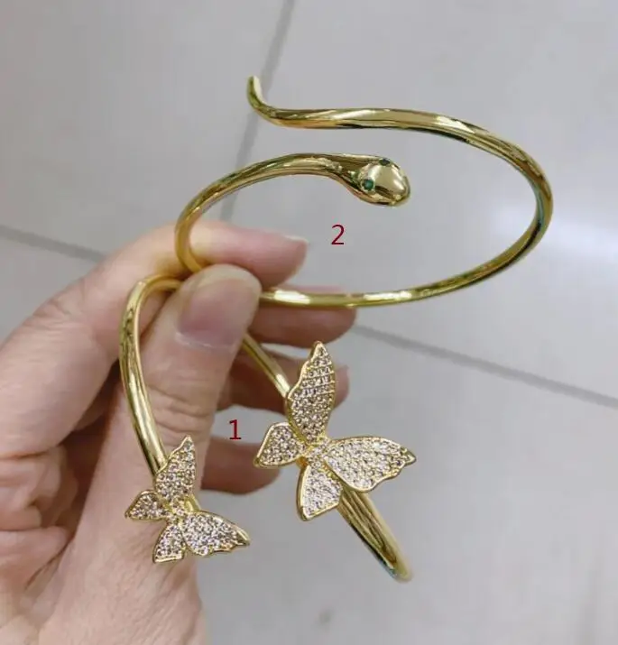 

1pcs Crystal Zircon snake butterfly Enamel Bangle for Women Adjustable Open Cuff Bangles Best Party Jewelry fgds4
