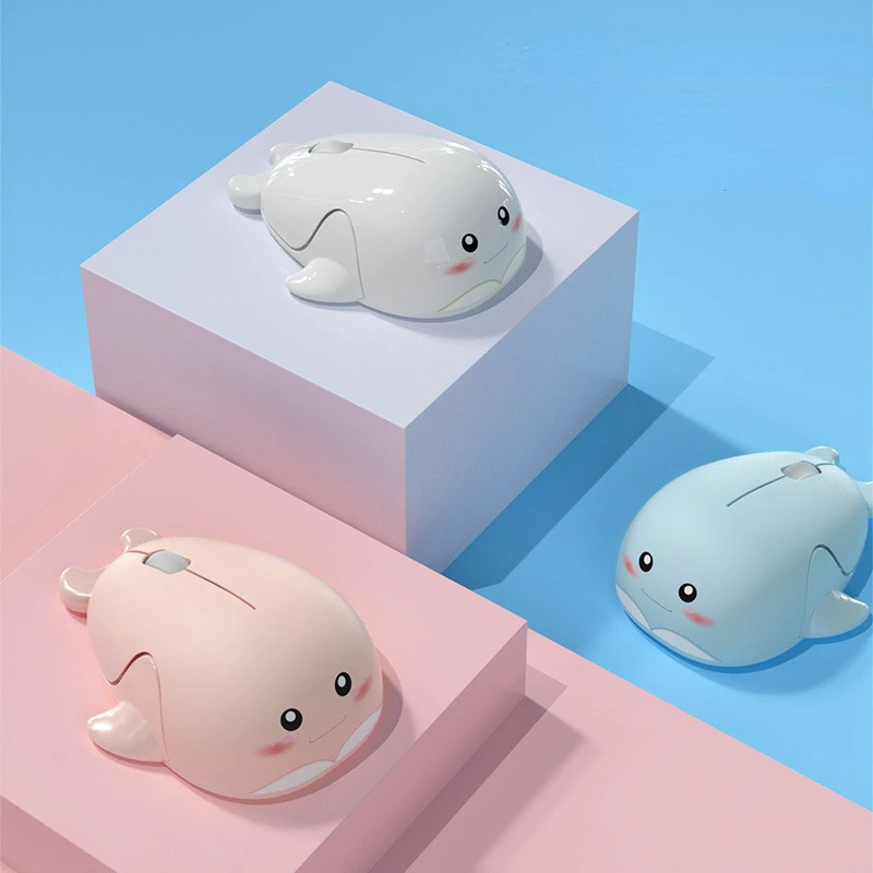 

2.4G Wireless Optical Mouse Cute Dolphin Cartoon Computer Mice Ergonomic Bluetooth Dual Model 3D Office Mouse for PC Tablet
