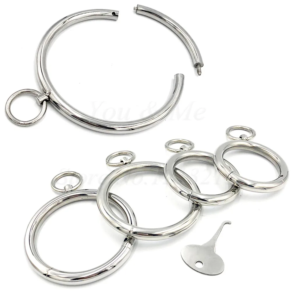 

Stainless Steel Neck Collar Metal Handcuff Wrist Ankle Cuff Adult Slave Role Play BDSM Restraint Bondage Sex Toys For Women Men