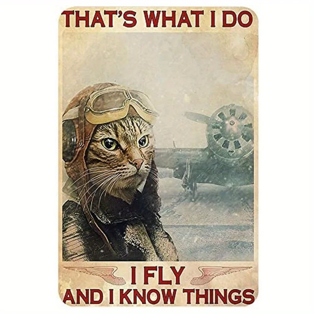 

New Funny Cat Metal Aluminum Sign, Vintage Retro Sign for Bedroom Office Living Room Bathroom Wall Art Decor, 8*12 Inch