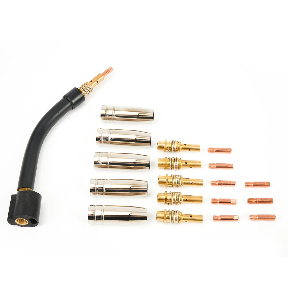 

Gas Nozzle Welding Accessories Gooseneck Holder 0.8mm 21PCS Air Cooled Contact Tip For Welder MB15AK MIG Torch