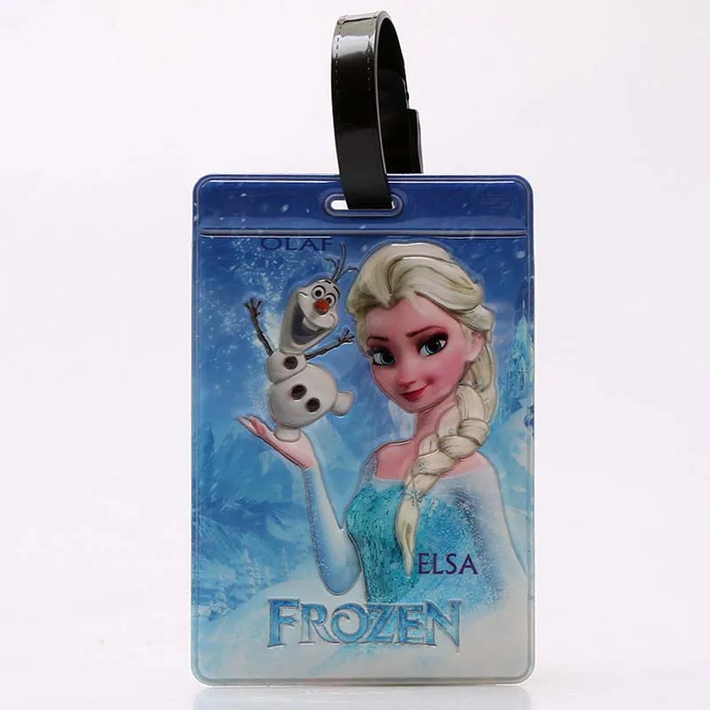 Fashion Frozen Elsa High Quality Travel Accessories Luggage Tag PU Suitcase ID Addres Holder Baggage Boarding Tag Portable Label