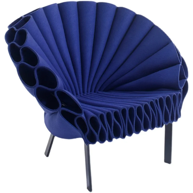 

Stainless Steel Fabric Sofa Chair Creative Peacock Open-Screen Armchair Lounge Chair for Clubhouse Villa