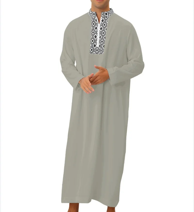 Muslim Fashion Men's Loose Robe Ramadan Eid Arab Dubai Pocket Zipper Shirt Robe Abaya Jubba  Thobes Kaftan Islamic Clothing 2023