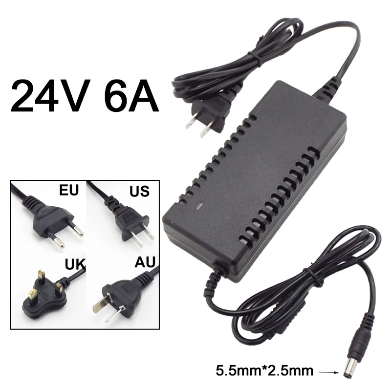 

24V 6A 6000ma AC 110V 220V to DC 24V 6A Adapter Power Supply Converter charger switch Led Transformer Charging 24volt Universal