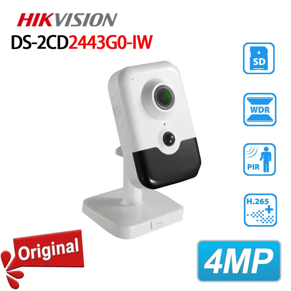 

Hikvision WiFi IP Camera 4 MP Indoor WDR Fixed Cube Network Camera H.265+ DS-2CD2443G0-IW Built-in Mic&Speaker 2.8mm Lens H.265