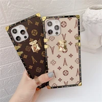 luxury square geometric leather phone case for iphone 12 pro max 11 pro se 2020 6s 7 8 plus xr xs x shockproof back cover coque