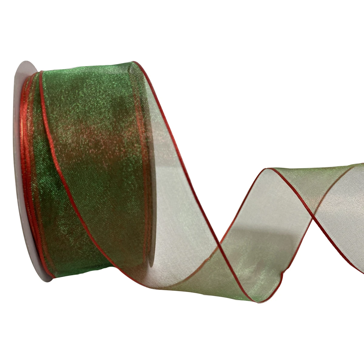

5 10 25 Yards/Roll 38mm Red and Green Gradient Wired Organza Ribbon for Wedding Decoration Christmas Wreath Decor Gift Wrapping