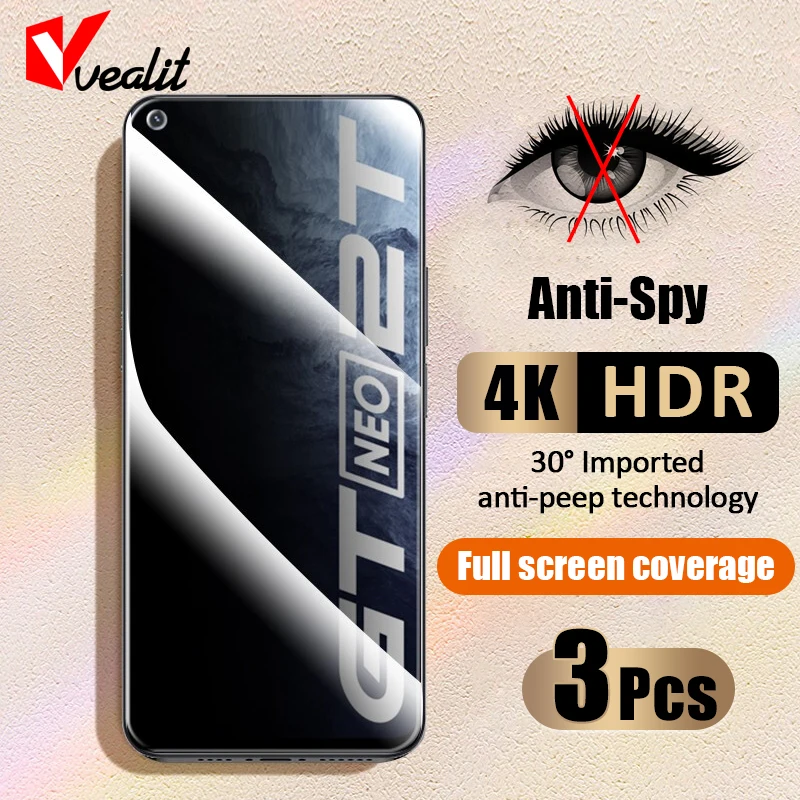 

Антишпионское закаленное стекло для защиты экрана Realme GT2 Master Neo2T 3T 8i 9i Pro Plus Q5i Q3s C35 Narzo 50i 50A Prime