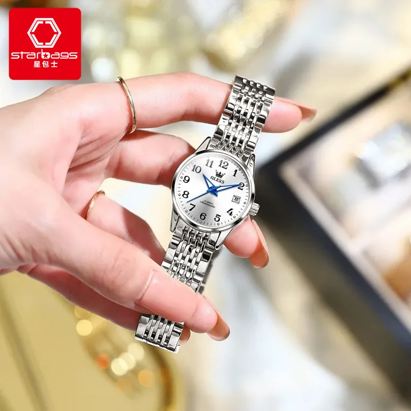Enlarge Oley 2022 new full-automatic mechanical watch Women watch women luminous waterproof women watch large digital watch