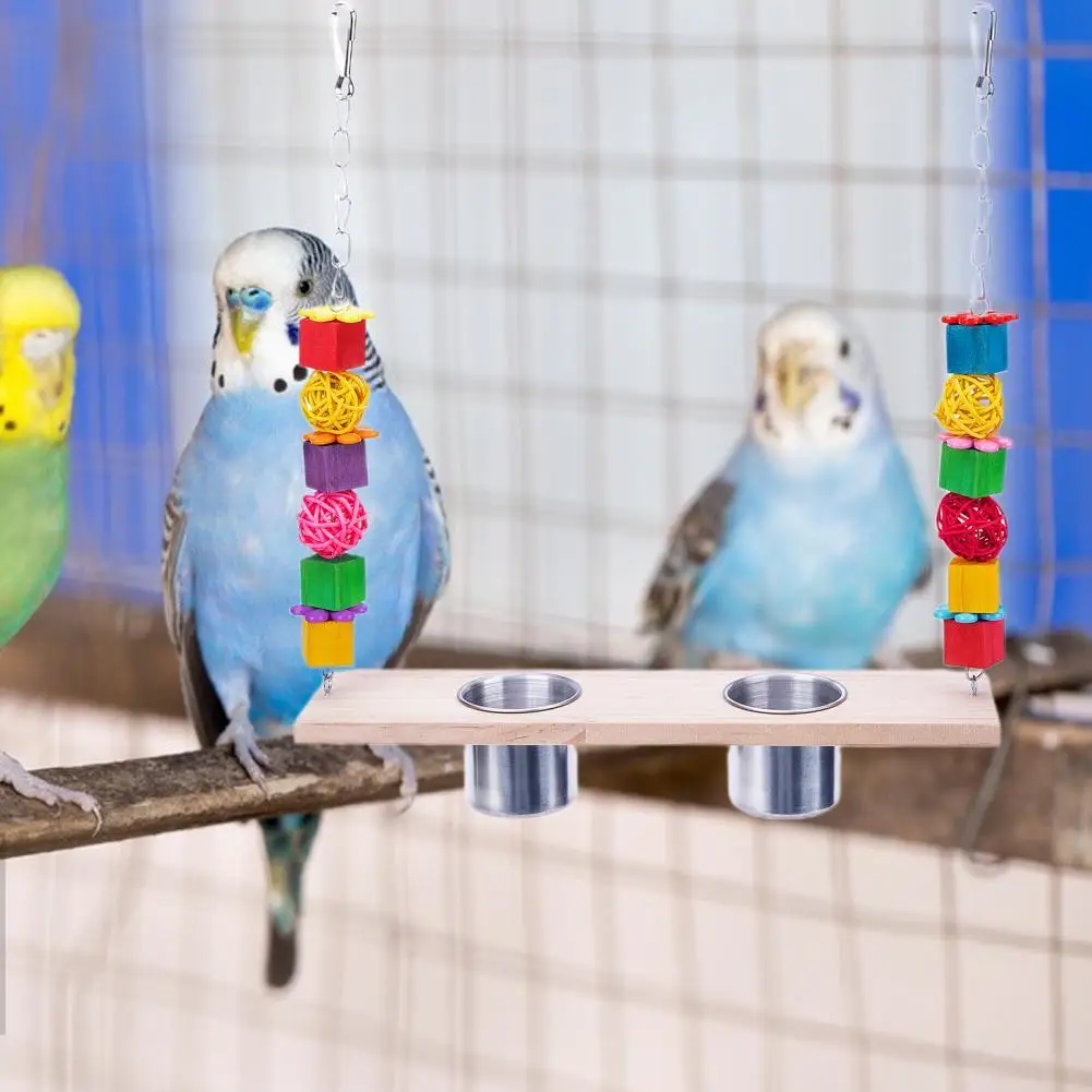 

Exercise Training Trough Bird Parrot Hanging Food Bowl for Parakeet