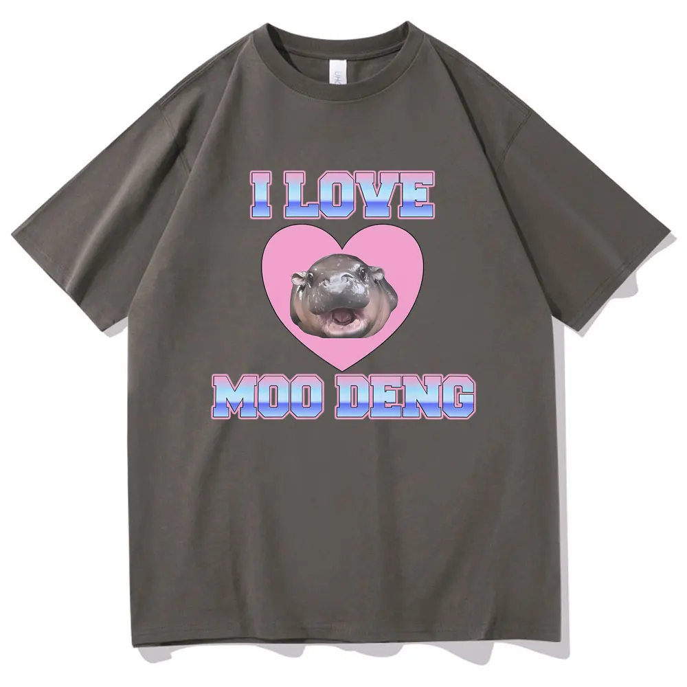 Футболки I Love Moo Deng Забавная детская футболка в стиле хиппота с мемом мужские и