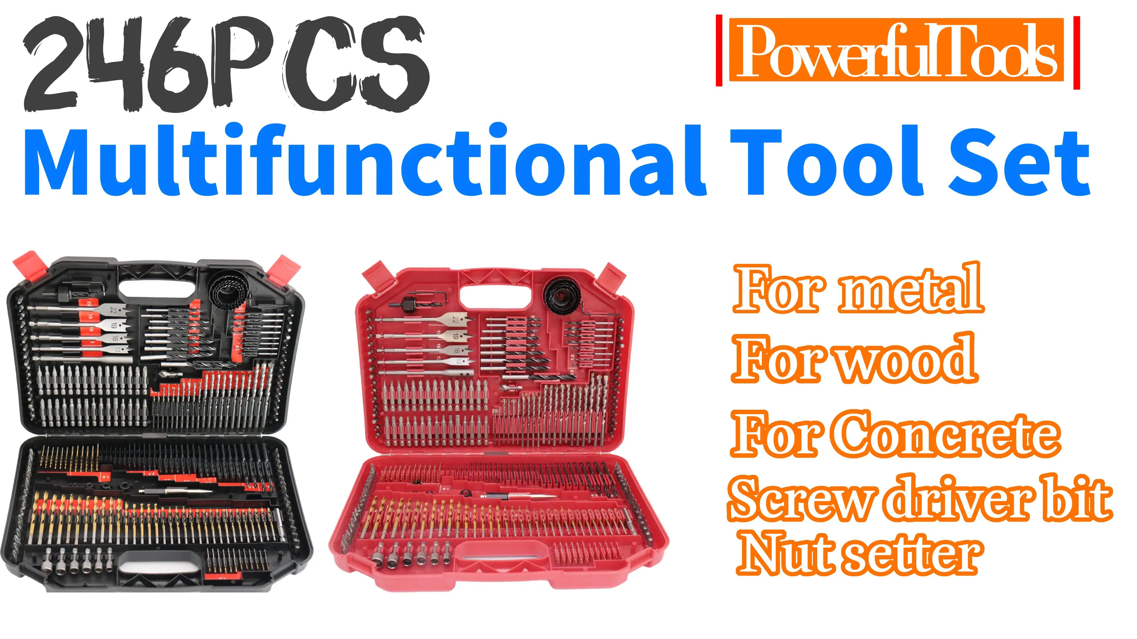 Набор сверл для дерева металла и бетона 246 шт.