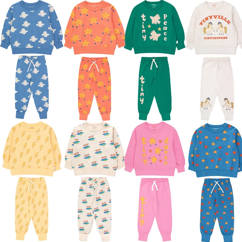 Новинка Детская осенняя одежда для мальчиков и девочек толстовки с синим принтом