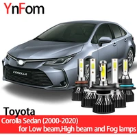 ynfom led headlights kit for toyota corolla sedan e12 e21 00 20 low beamhigh beamfog lampcar accessoriescar headlight bulbs
