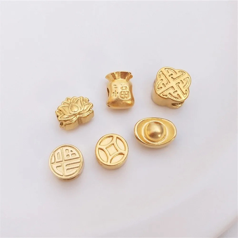 

Strong color Vietnam sand gold ingot bao fu word money bag copper wire lotus bead pendant DIY bracelet transfer bead accessories