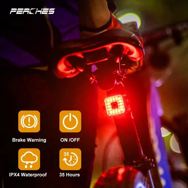 

Задний Фонарь велосипедный со смарт-датчиком тормоза, перезаряжаемый светодиодный фонарь для горного велосипеда, Аксессуары для велосипед...