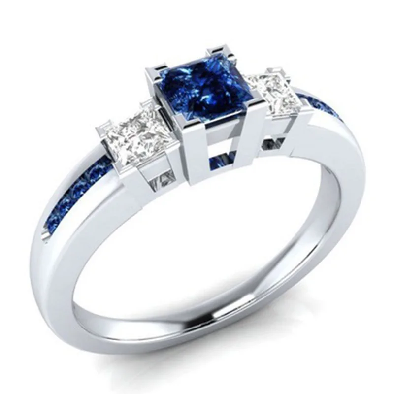 

Hot Selling Blue Topaz Rings European and American Creative Engagement Banquet Hand Jewelry
