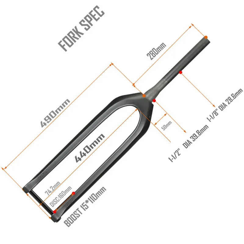 Boost MTB 29er 110*15mm Downhill Fork Mountain Bike Carbon Rigid Tapered Max Tire 3.0 | Спорт и развлечения