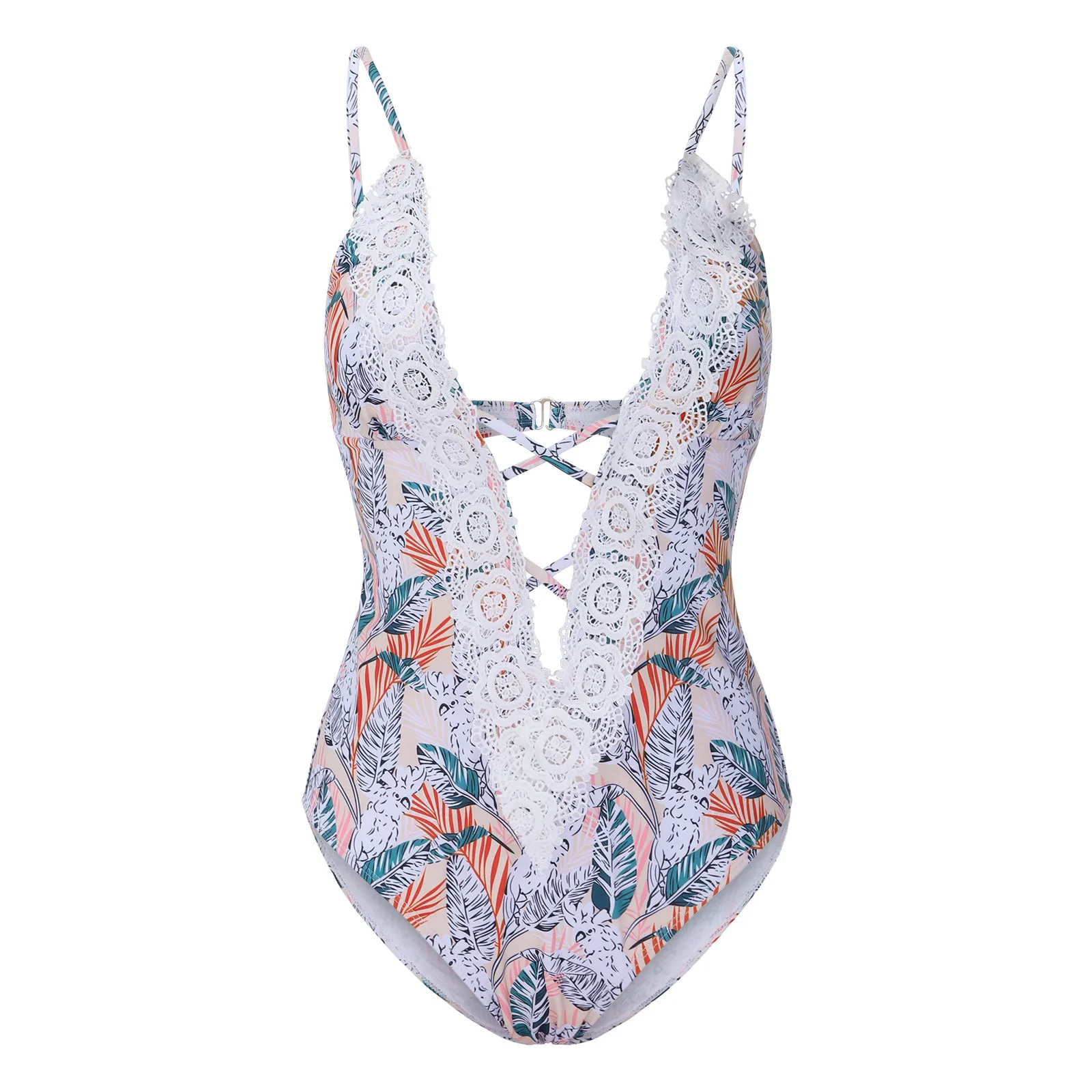 

Khaki Bikini Bottom Women Print High-waisted Lace V-neck Bikini Push-Up Swimsuit Bathing Green Jersey Black Thong Swimsuit
