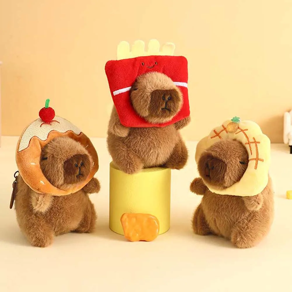 Брелок для ключей с капибарой хлеб пончики закуски картофель фри мультяшный