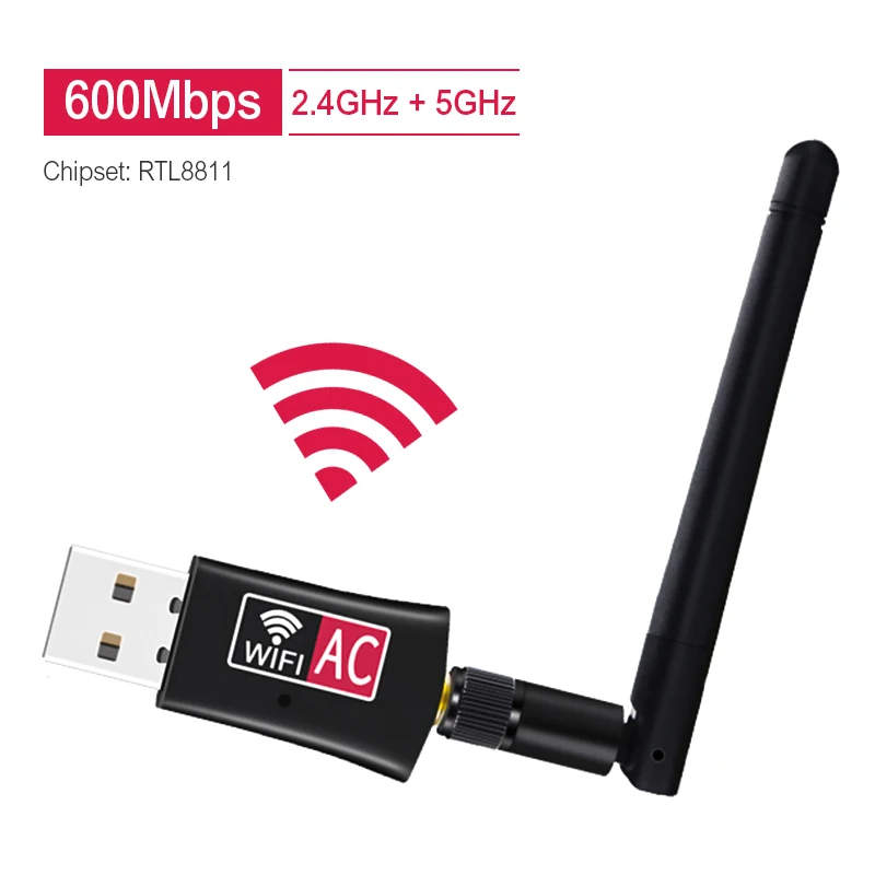 

Wireless USB wifi Adapter AC600 Dual Band 600Mbps 2.4GHz 5GHz WiFi with Antenna PC Computer Network Card Receiver 802.11b/n/g/ac