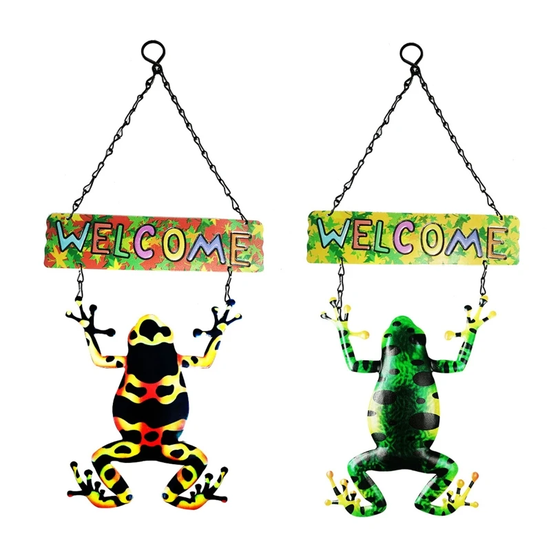 

Metal Welcome Sign for Rustic Farmhouse Decoration Frog Wall Hanging Sign Hanger G99A