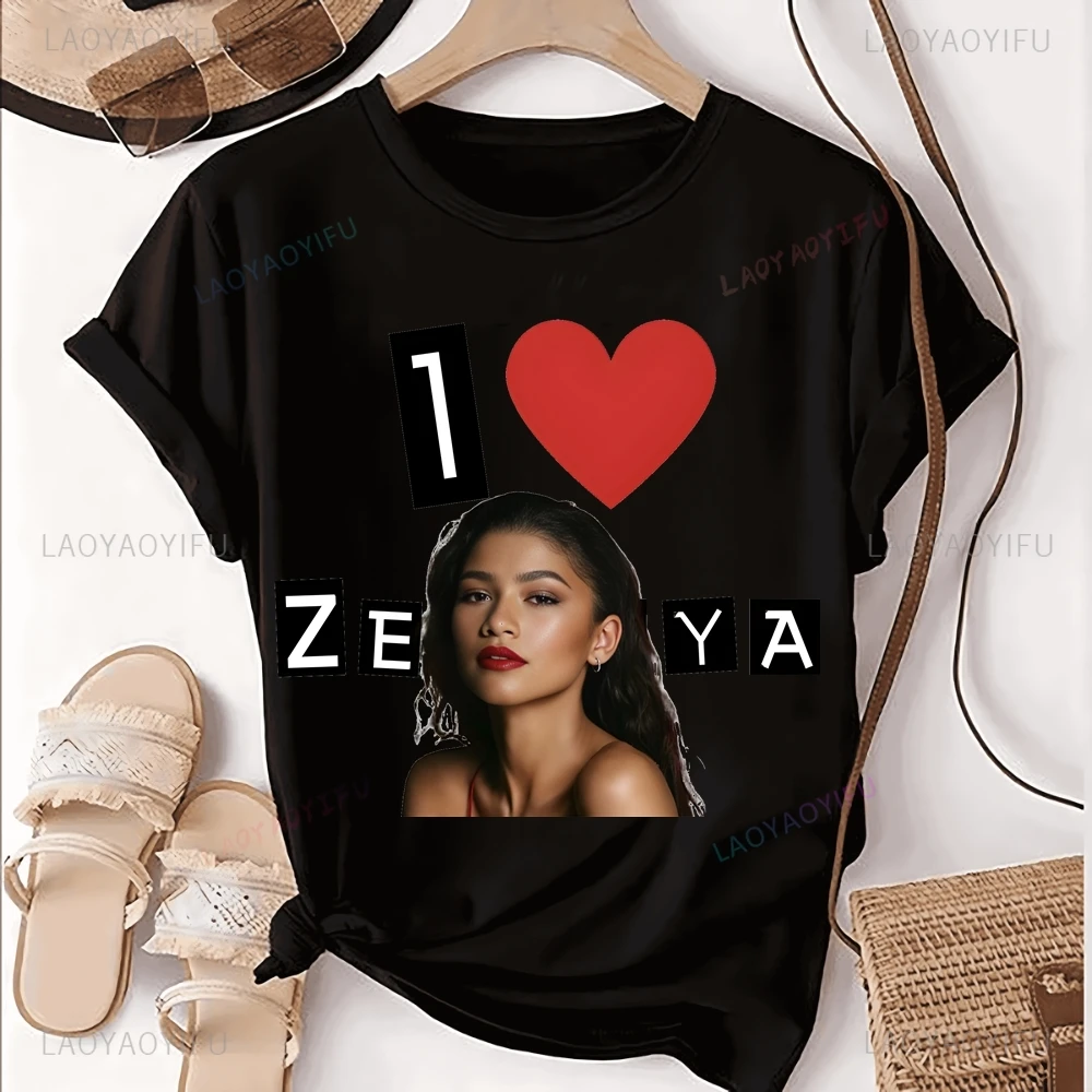 Уличная футболка с принтом певицы Zendaya топ Trend рубашка унисекс короткими рукавами