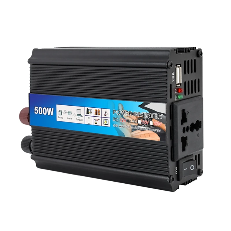 

500W Car Power Inverter DC12V To AC220V USB Car Converter Boost Transformer Vehicle Supply Power Inverter For Cars