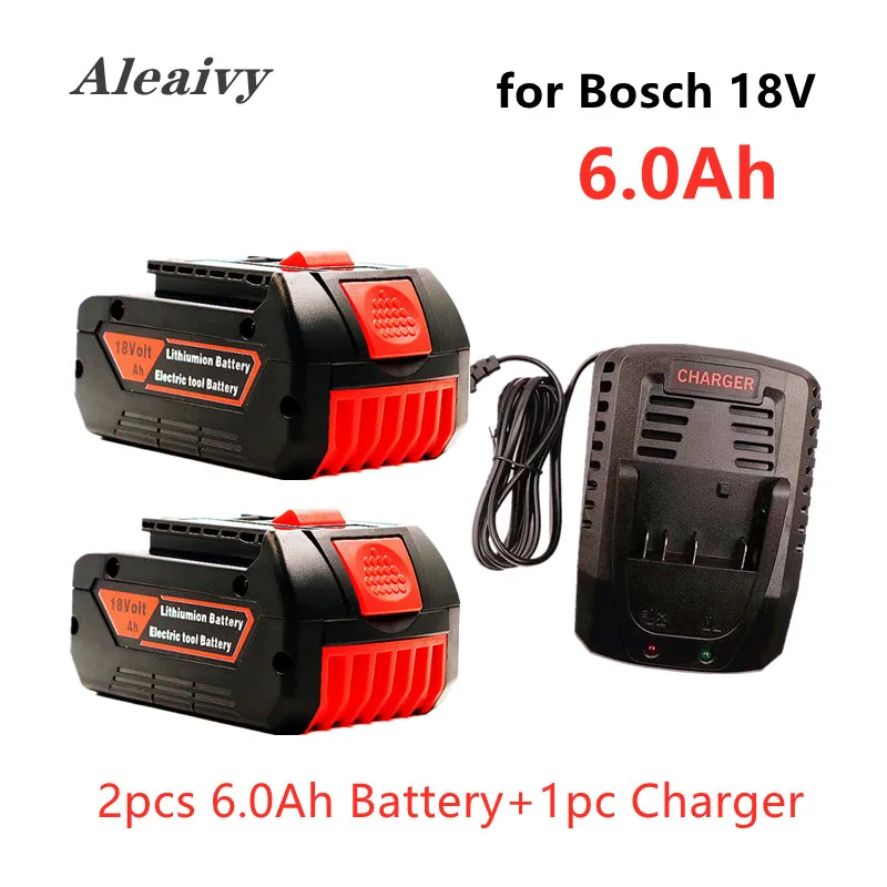 

18V Battery 6.0Ah for Bosch Electric Drill 18V Rechargeable Li-ion Battery BAT609, BAT609G, BAT618, BAT618G, BAT614 + 3a Charger