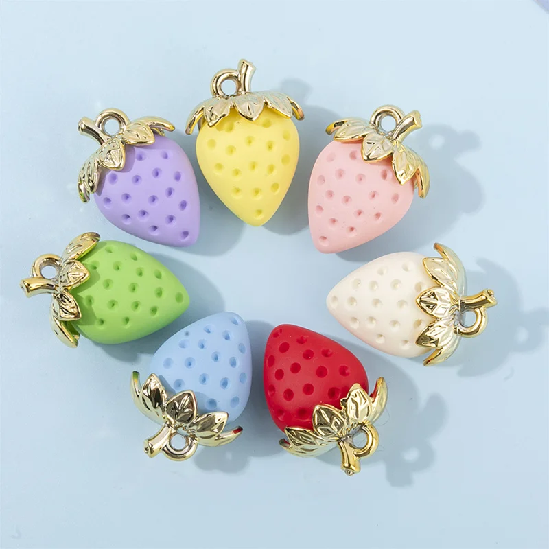 5 шт. 22x32 мм акриловая красочная сладкая клубничная подвеска-подвеска для кулона