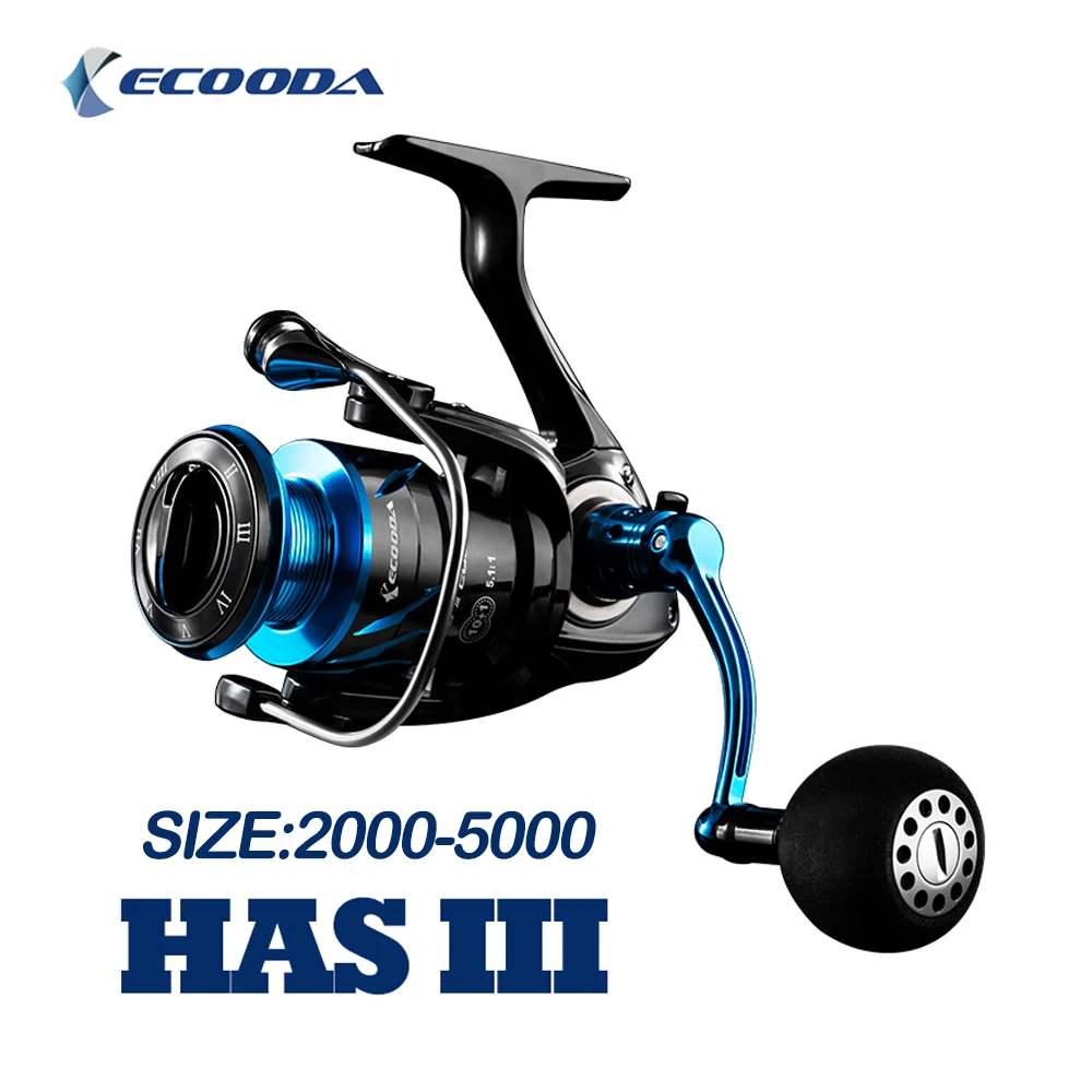 

2022 New Arrival ECOODA HAS III Spinning Fishing Reel 2000 3000 4000 5000 245g 10+1BB 5.1:1 Carbon Body Wheels For Saltwater