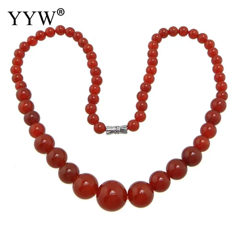 

Fashion Elegant Natural Red Agates Onyx Necklace Round Bead 6-12mm Sexy Woman Wedding Girl Christmas Gift Jewelry Beaded Design