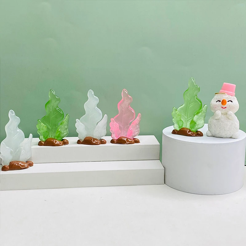 5PCS Luminous Mini Resin Stereoscopic Transparent Coral seaweed Toys Doll House DIY Fish Tank Window Accessories