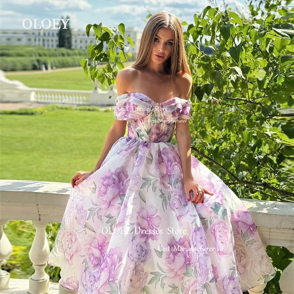 Женское платье с открытыми плечами OLOEY фиолетовое для выпускного вечера