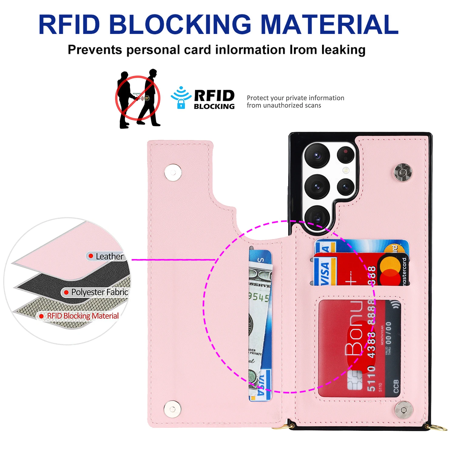 Фото Чехол для телефона Samsung Galaxy S21 S20 FE S22 Plus Note 20 Ultra RFID блокирующий защитный держатель для карт кошелек кожаный чехол №2
