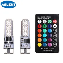Aslent T10 Led W5W 194 Car Light Bulbs Red Blue Yellow RGB with Remote Control Strobe Led Turn Signal Lights License Plate Light