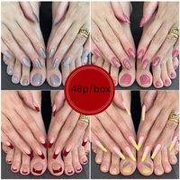 48tips manicure design special fake nails toenail set full paste half paste press on art false items cute accessories