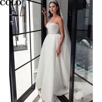wedding dresses 2022 womens dresses strapless princess bride dress glitter a line sleeveless elegant wedding evening gowns