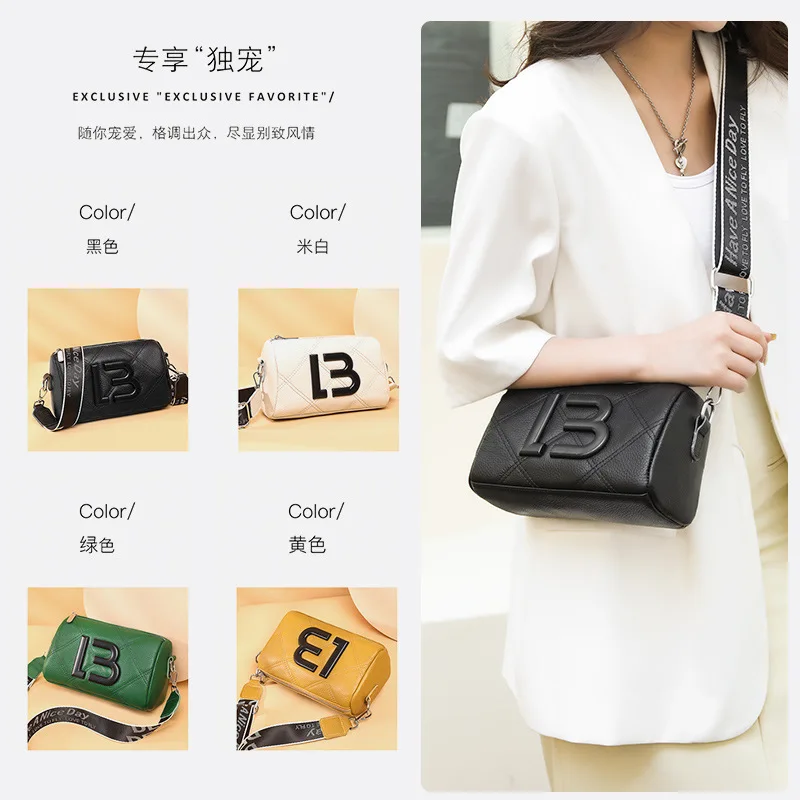 Genuine Leather Saddle Bag First Layer Cowhide Small Square Bag Rhombus Soft Leather Casual Large Capacity Shoulder Messenger Ba