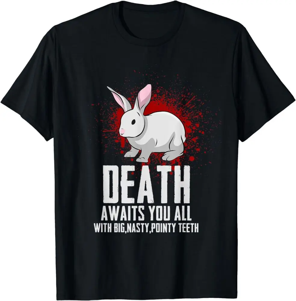 Новинка! Футболка унисекс с изображением кролика и острых зубов