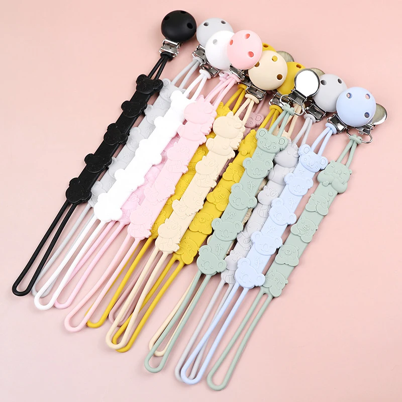 

Anti-drop Chain Clip One-piece Food Grade Silicone Cartoon Baby Pacifier Clip Rust-free Holder Nipple Clip Baby Accessories