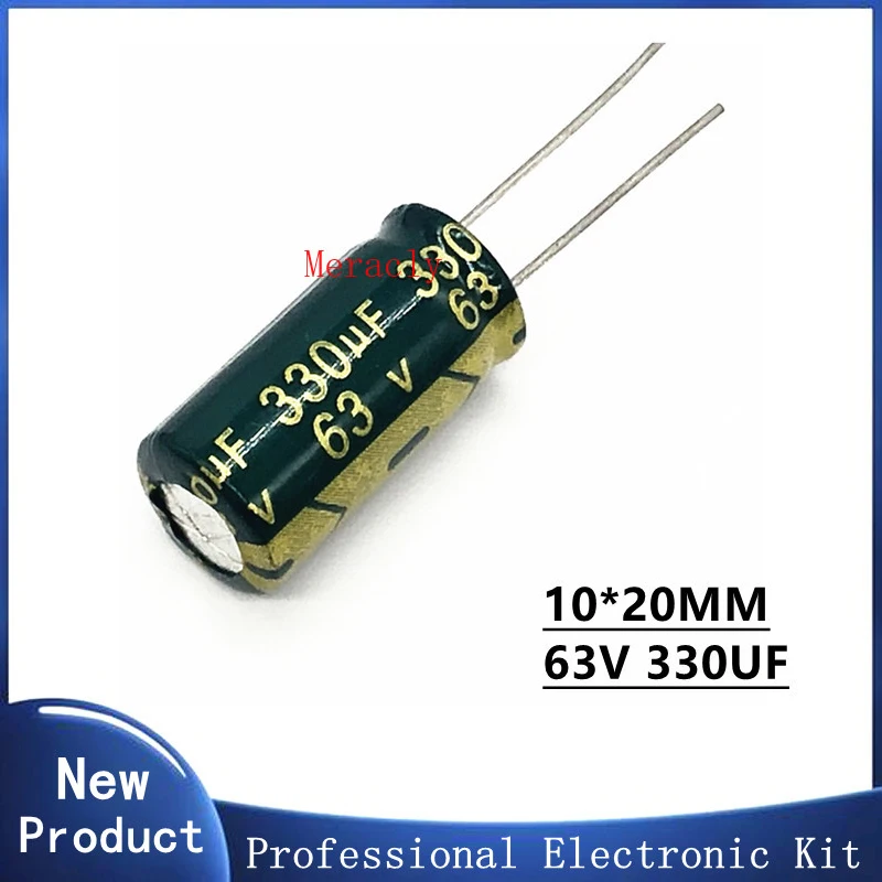 

5PCS 63V 330UF 20% High frequency and low impedance in-line aluminum electrolytic capacitors long life Brand new authentic