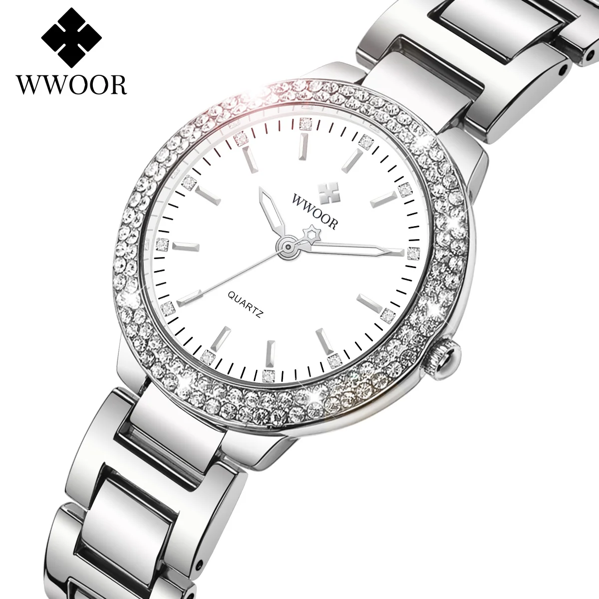 

WWOOR New Women's Watches Fashion Crystal Diamond Ladies Quartz Wristwatch For Woman Relogio Feminino Female Montre Reloj Mujer